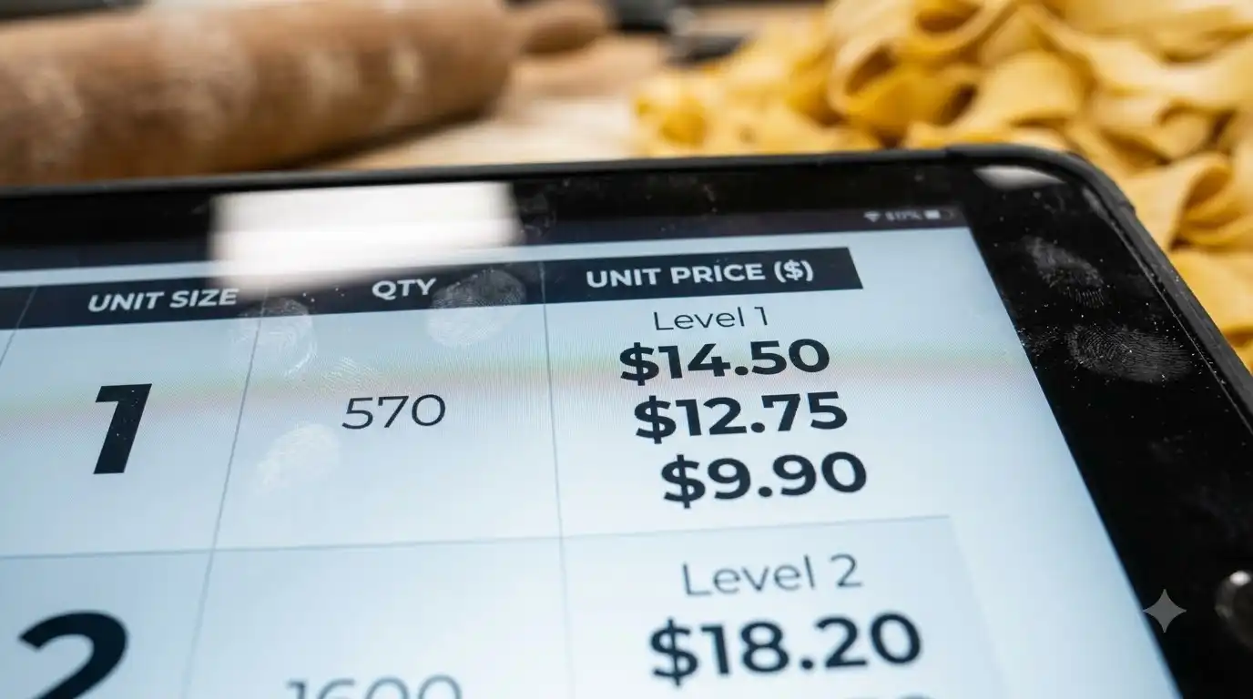Wholesale Italian Food checkout screen highlighting ways to save money