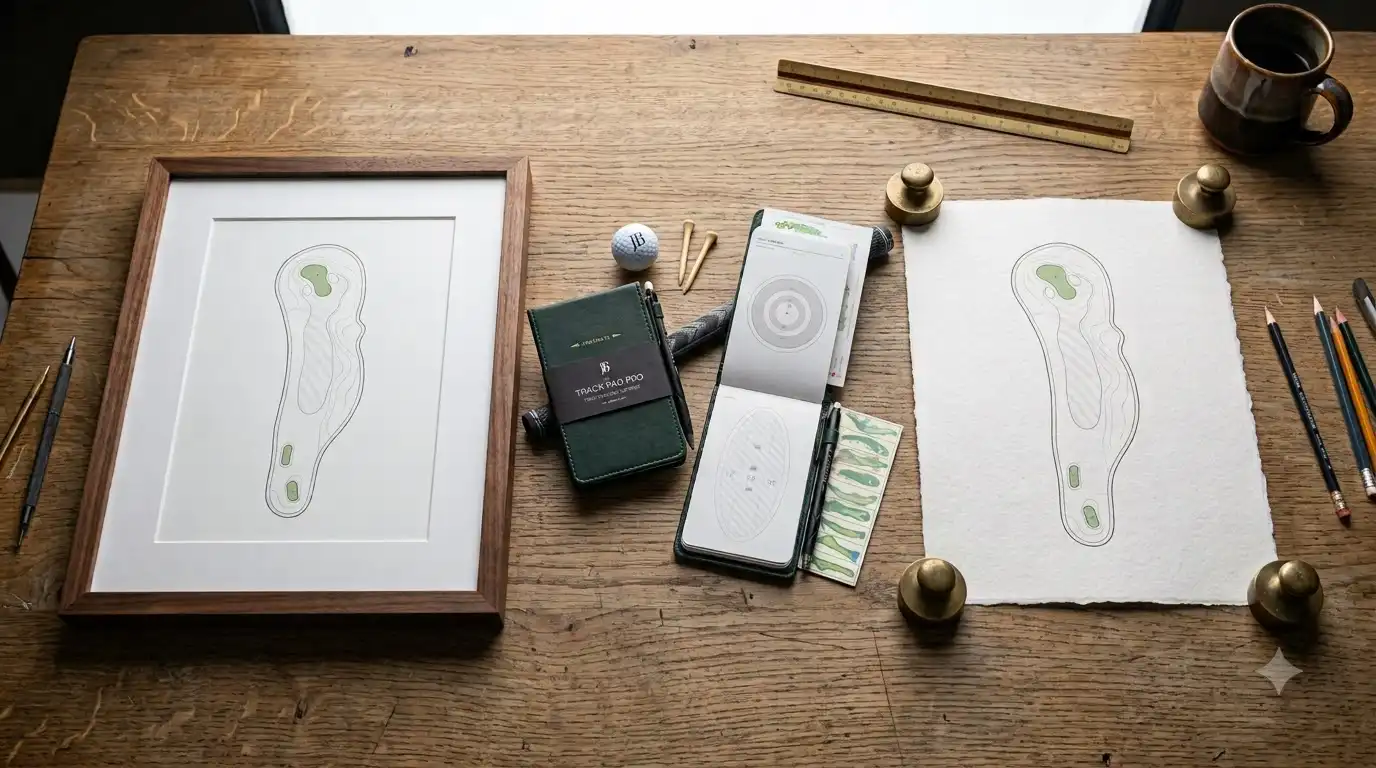 Two pricing tiers of Journal18 golf course prints compared side by side