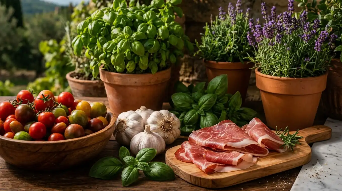 Product certification badges for FDA, USDA, and Organic labeling shown on a Wholesale Italian Food product page.