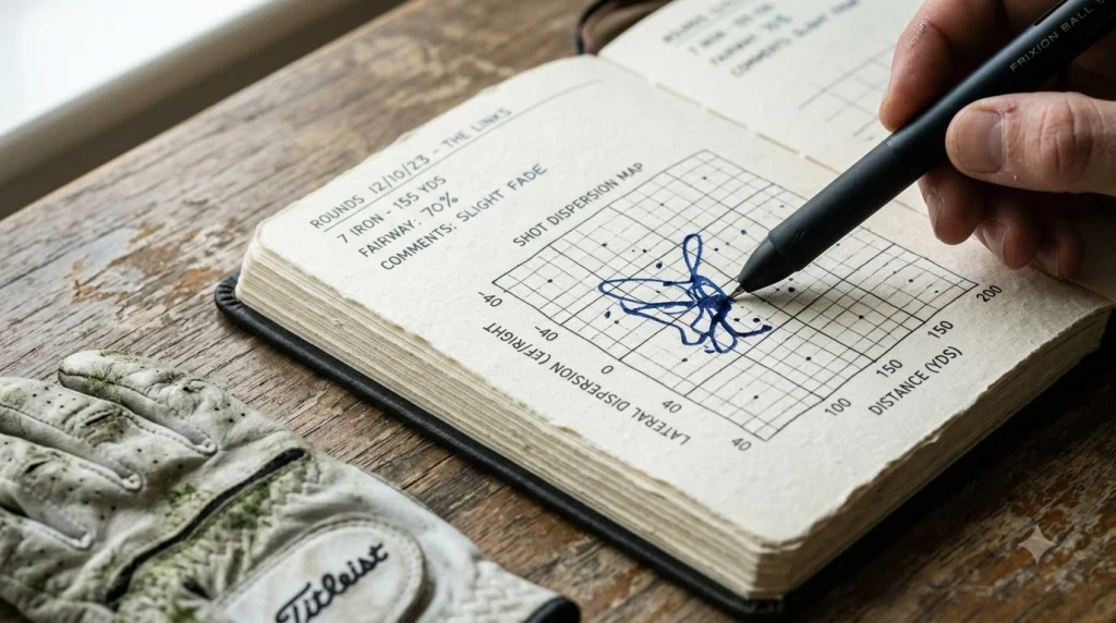 Close-up of Journal18 Track Pad Pro shot dispersion map page with thermal pen
