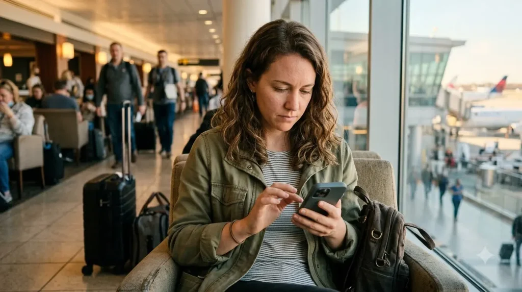 traveler entering an Always Mobile discount code at online checkout