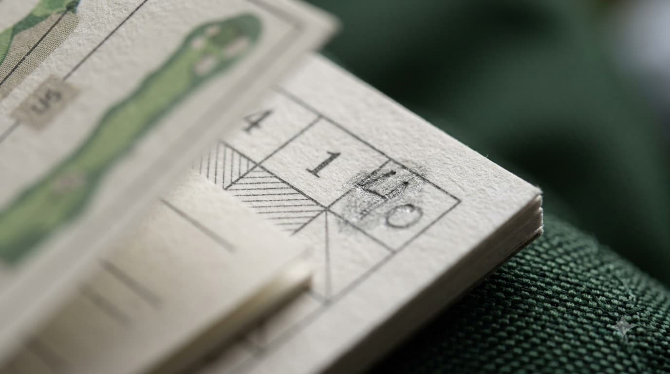 close-up of scorecard margin with fairway and putt symbols