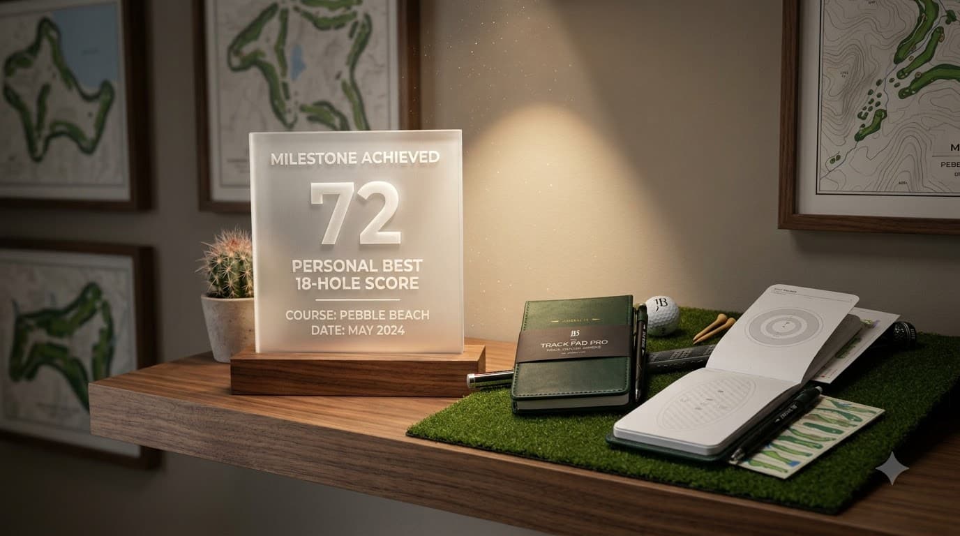 engraved milestone award plaque celebrating a golfer's achieved goal